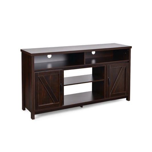 59 Inch TV Stand Media Center Console Cabinet with Barn Door for TV's 65 Inch-Brown