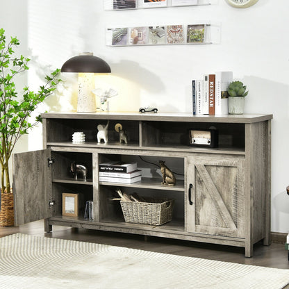59 Inch TV Stand Media Center Console Cabinet with Barn Door for TV's 65 Inch-Black
