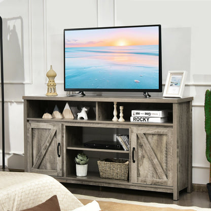 59 Inch TV Stand Media Center Console Cabinet with Barn Door for TV's 65 Inch-Black