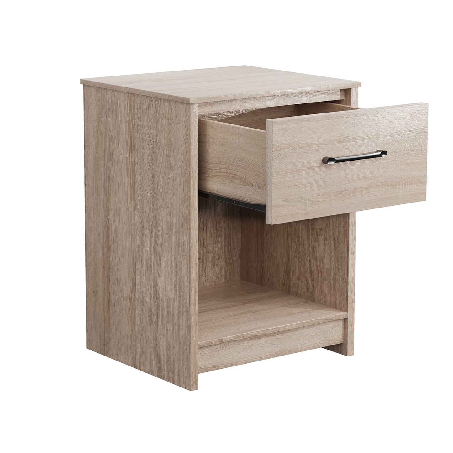 Wooden End Side Table Nightstand with Drawer Storage Shelf-Black