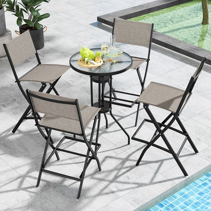 Folding Bar Stools Set of 2 Backrest Humanized Footrest-Coffee