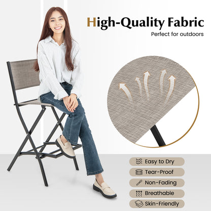 Folding Bar Stools Set of 2 Backrest Humanized Footrest-Coffee