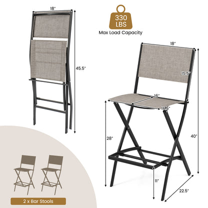 Folding Bar Stools Set of 2 Backrest Humanized Footrest-Coffee