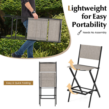 Folding Bar Stools Set of 2 Backrest Humanized Footrest-Coffee
