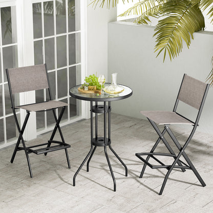 Folding Bar Stools Set of 2 Backrest Humanized Footrest-Coffee