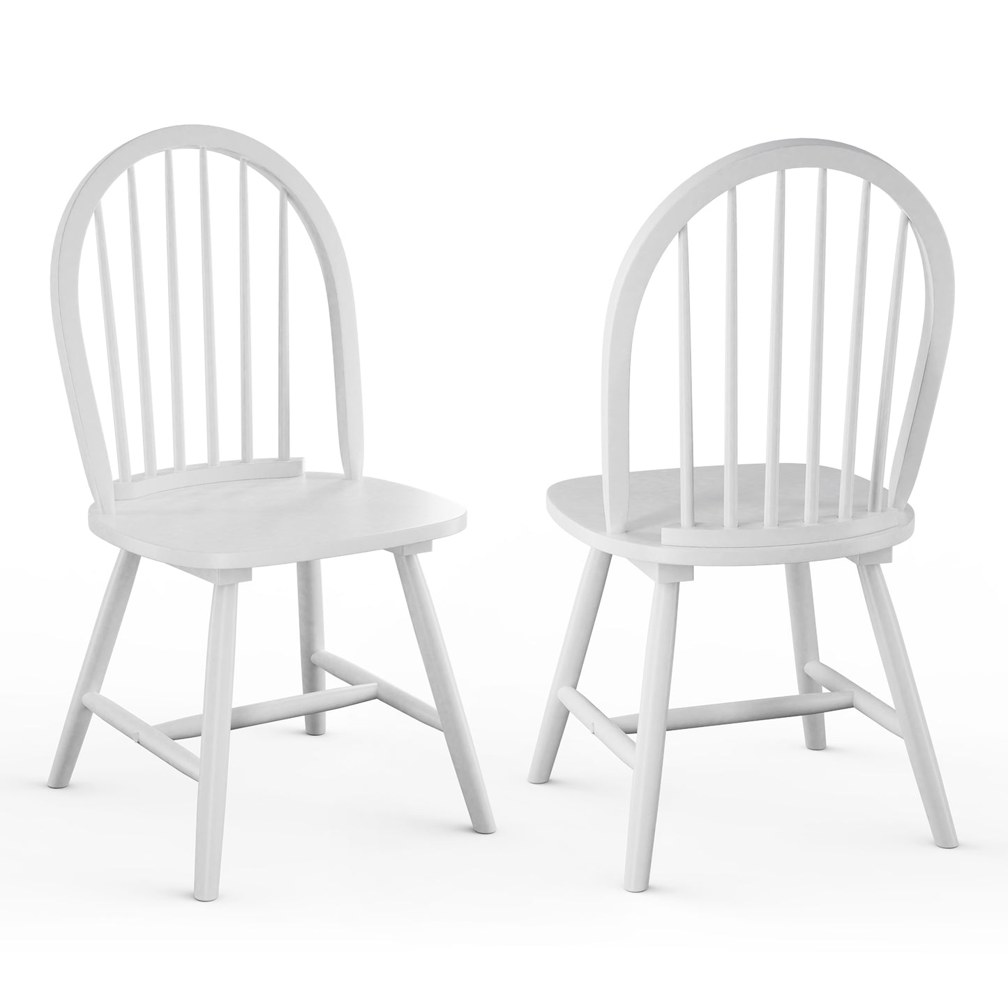 Set of 2 Vintage Windsor Wood Chair with Spindle Back for Dining Room-Black