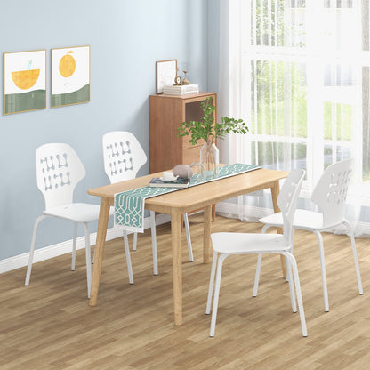 Set of 4 Metal Dining Chair with Hollowed Backrest and Metal Legs-Blue