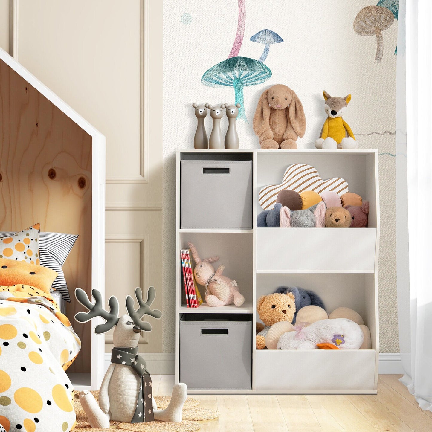 Kids Toy Storage Cabinet Shelf Organizer -Gray