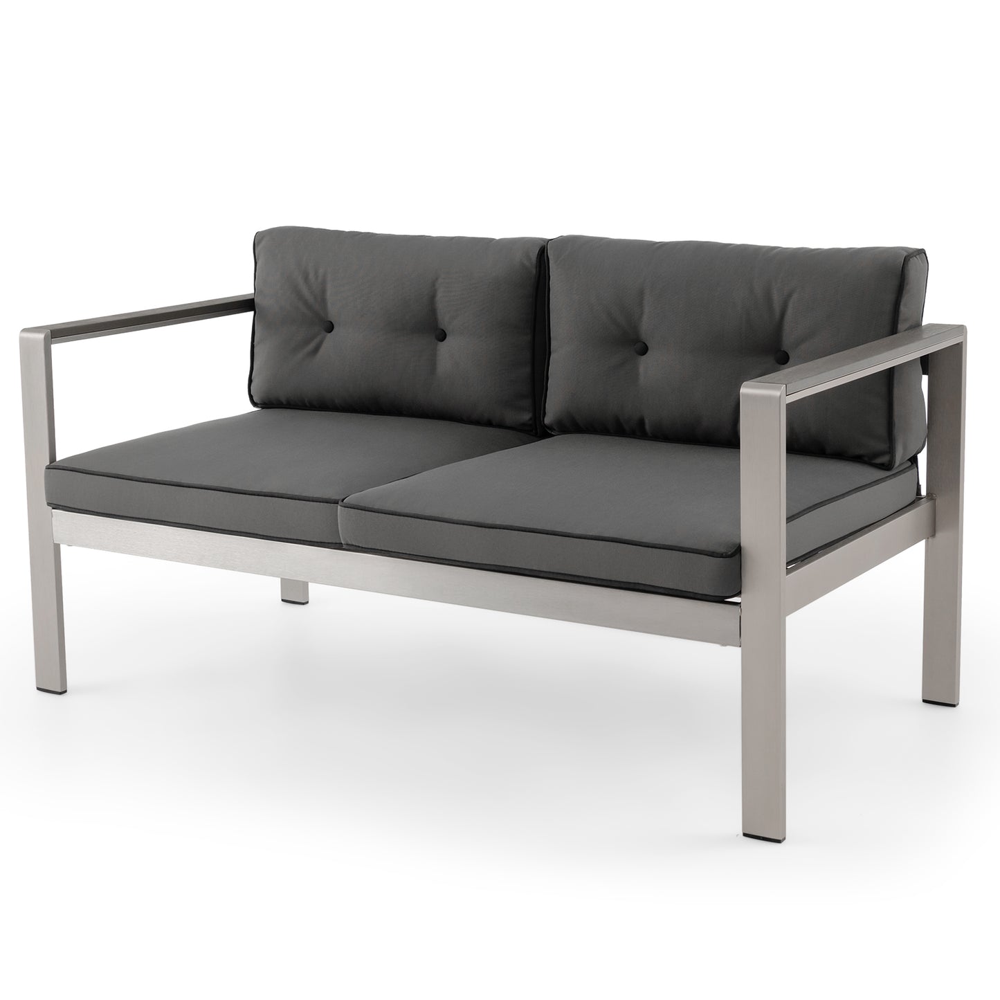 Contemporary 2-Person Sofa Chair with WPC Armrests for Balcony Backyard Porch