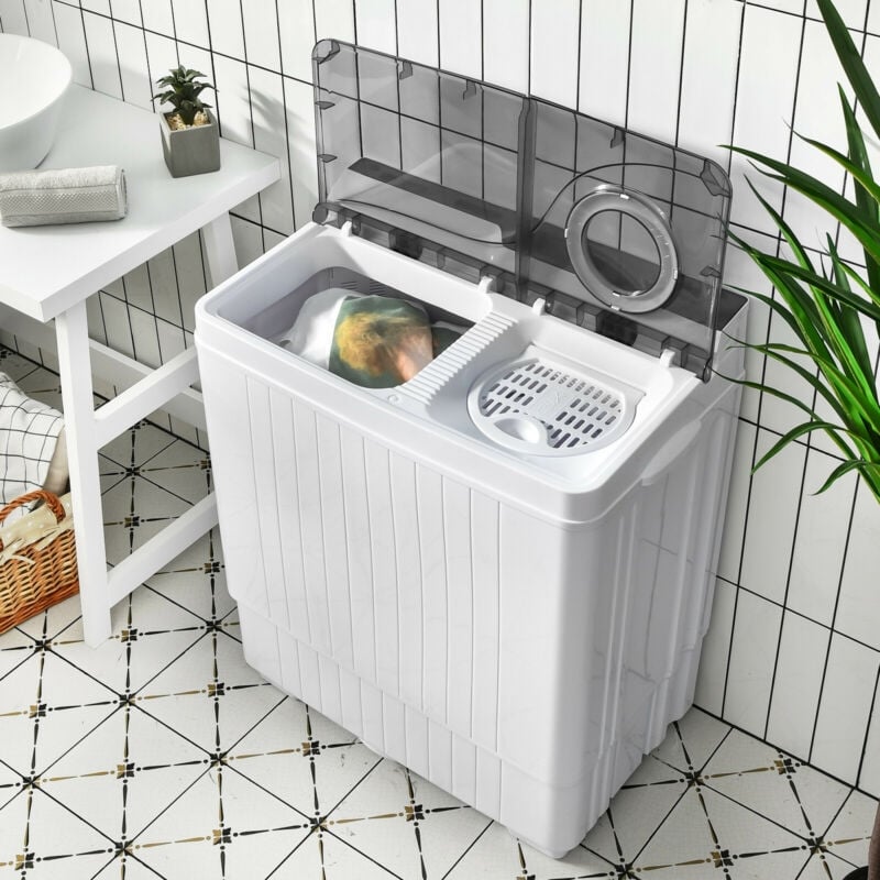 26 Pound Portable Semi-Automatic Washing Machine with Built-in Drain Pump-Blue