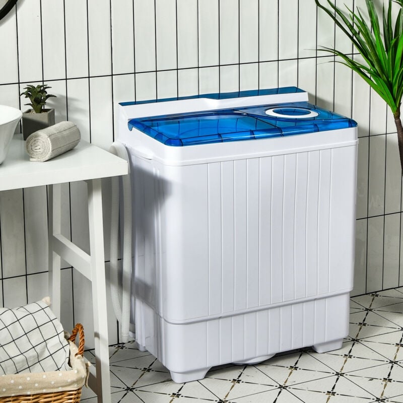 26 Pound Portable Semi-Automatic Washing Machine with Built-in Drain Pump-Blue