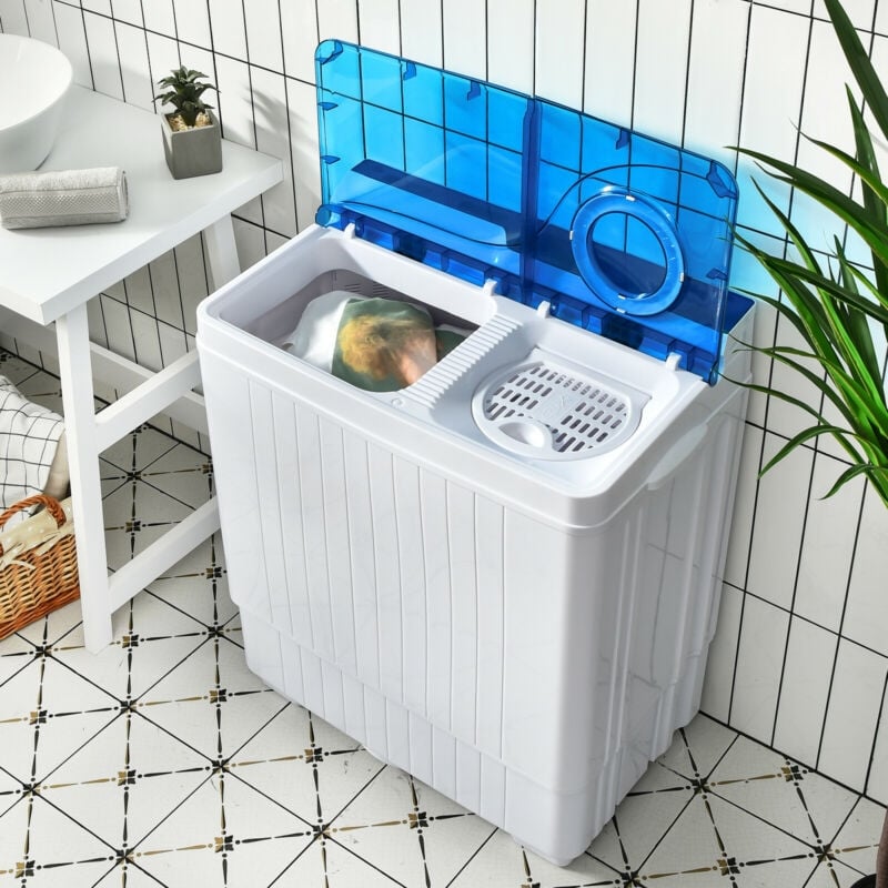 26 Pound Portable Semi-Automatic Washing Machine with Built-in Drain Pump-Blue