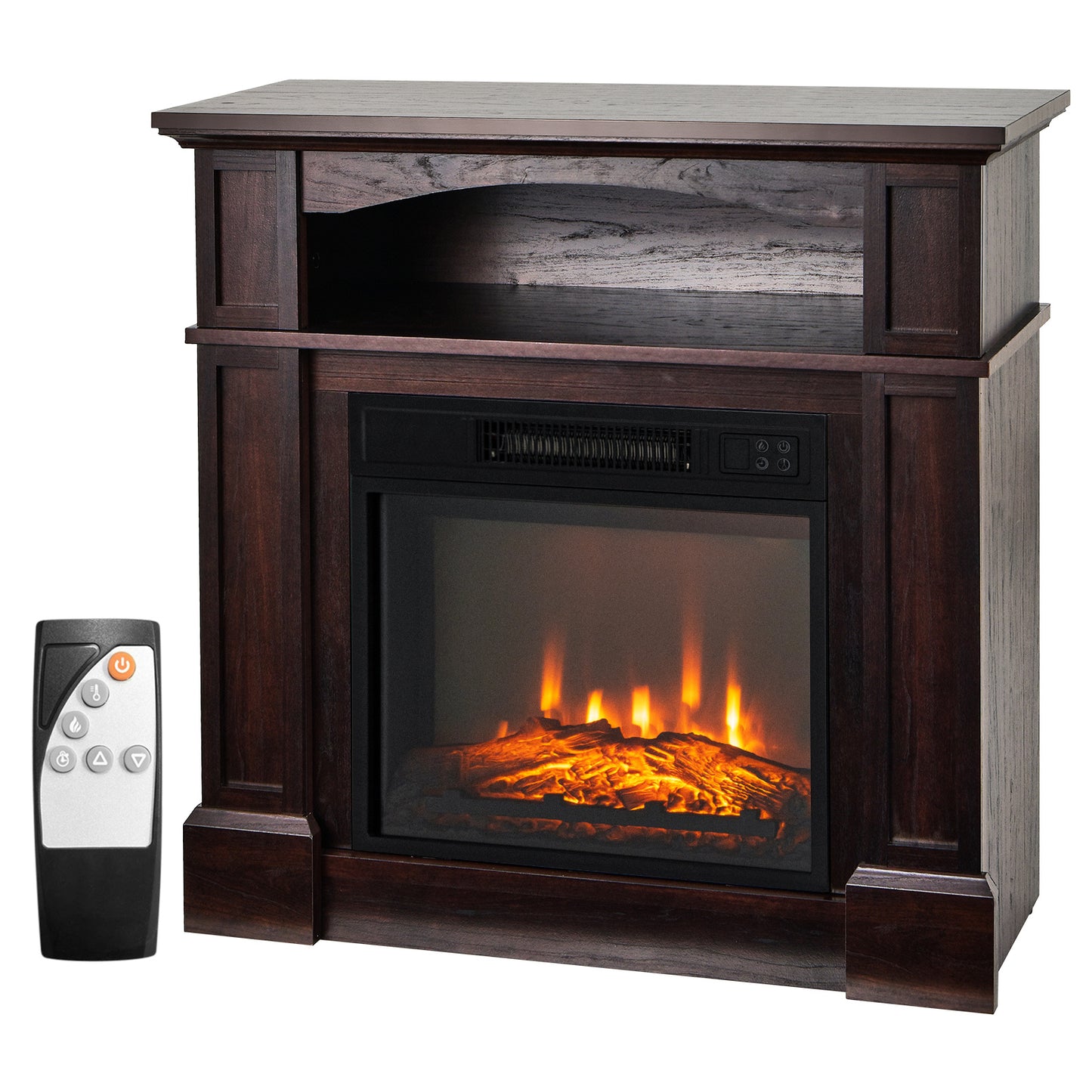 32 Inch 1400W Electric TV Stand Fireplace with Shelf-Natural