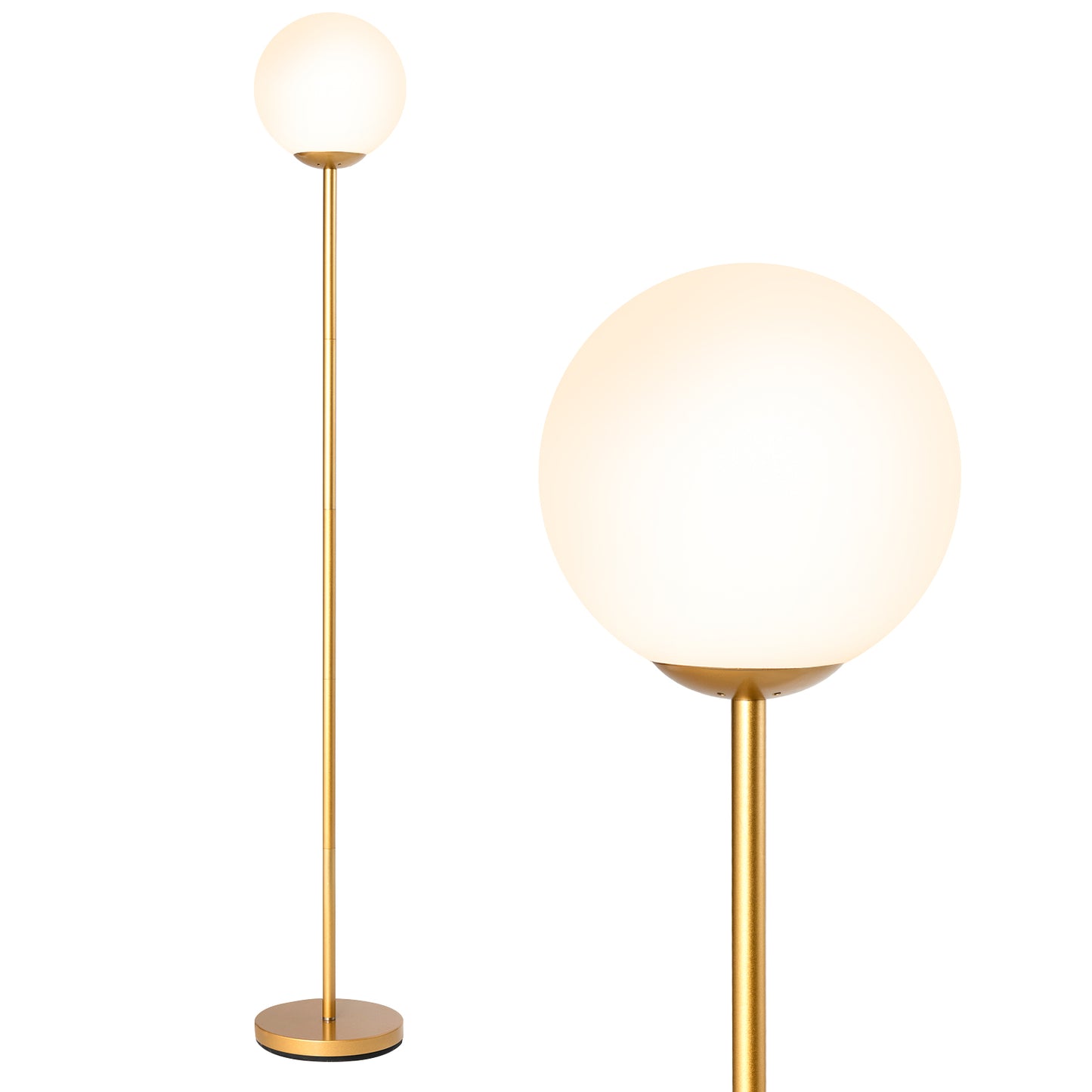 Glass Globe LED Floor Lamp w/ Glass Lampshade
