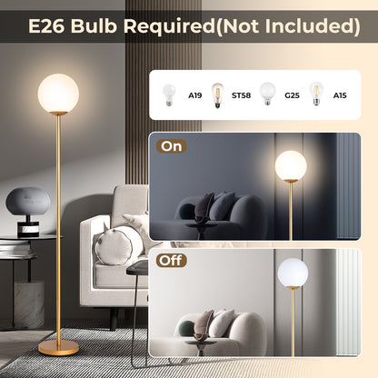 Glass Globe LED Floor Lamp w/ Glass Lampshade