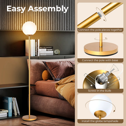 Glass Globe LED Floor Lamp w/ Glass Lampshade