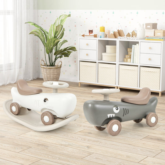 Convertible Rocking Horse and Sliding Car with Detachable Balance Board-Dark Gray