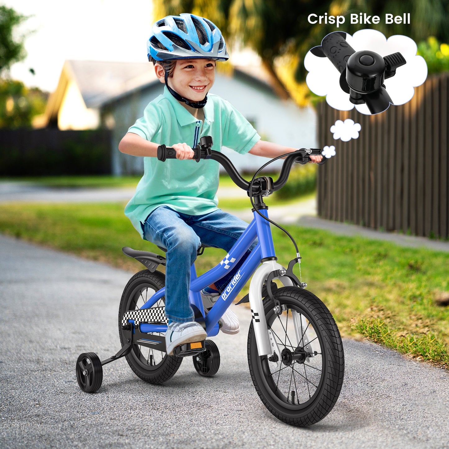 14 Inch Kids Bike with 2 Training Wheels for 3-5 Years Old-Navy