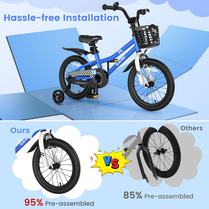 16 Inch Kids Bike with Removable Training Wheels-Navy