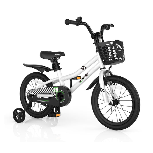 16 Inch Kids Bike with Removable Training Wheels-Black & White