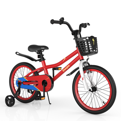 18 Feet Kids Bike with Removable Training Wheels-Red