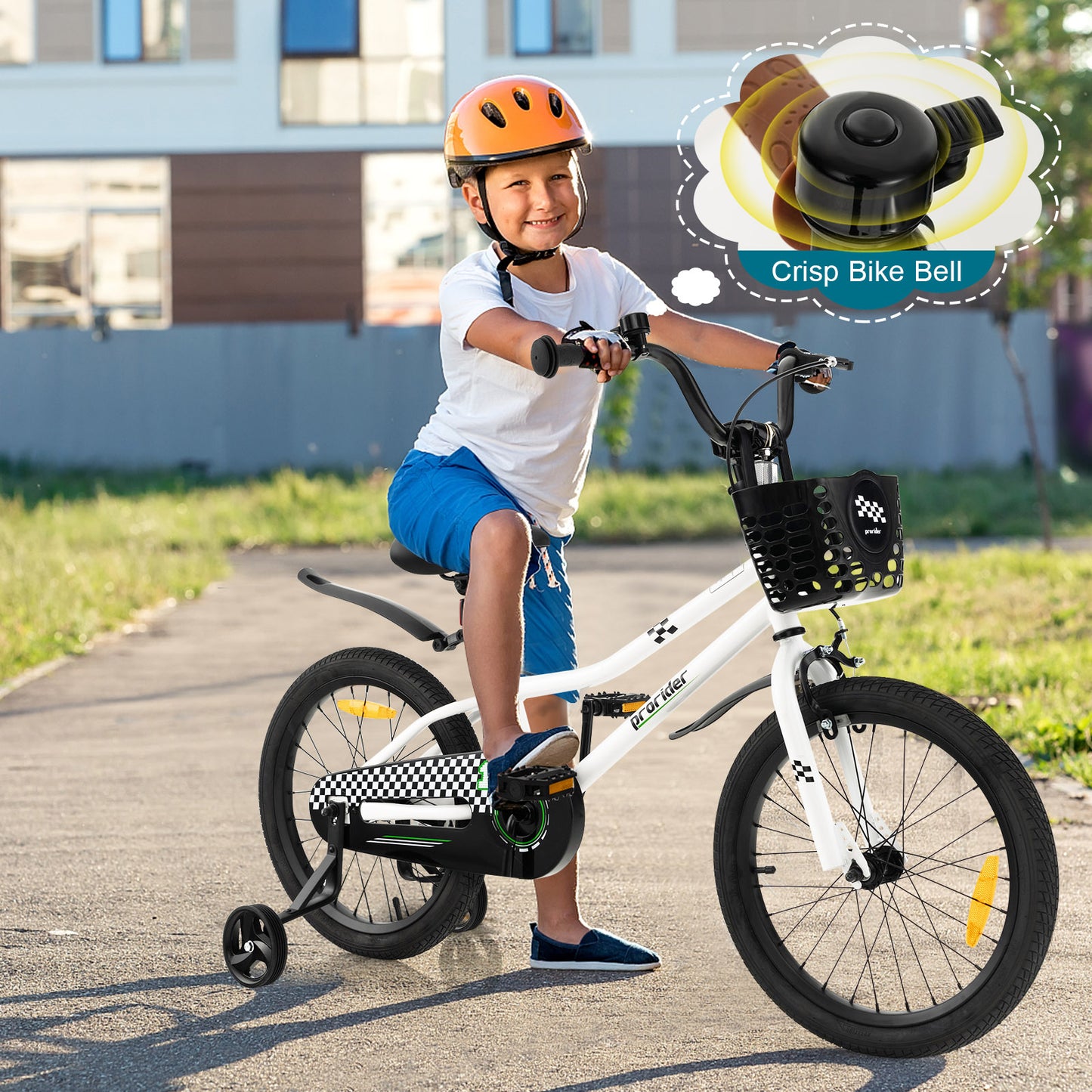 18 Feet Kids Bike with Removable Training Wheels-Black & White