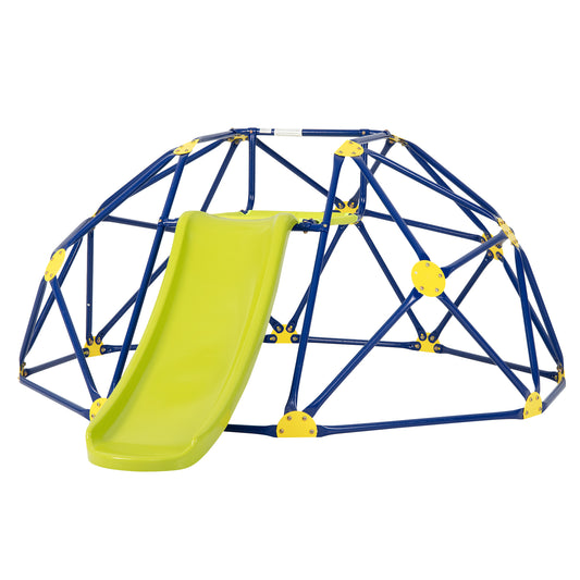 Kids Climbing Dome with Slide and Fabric Cushion for Garden Yard-Blue