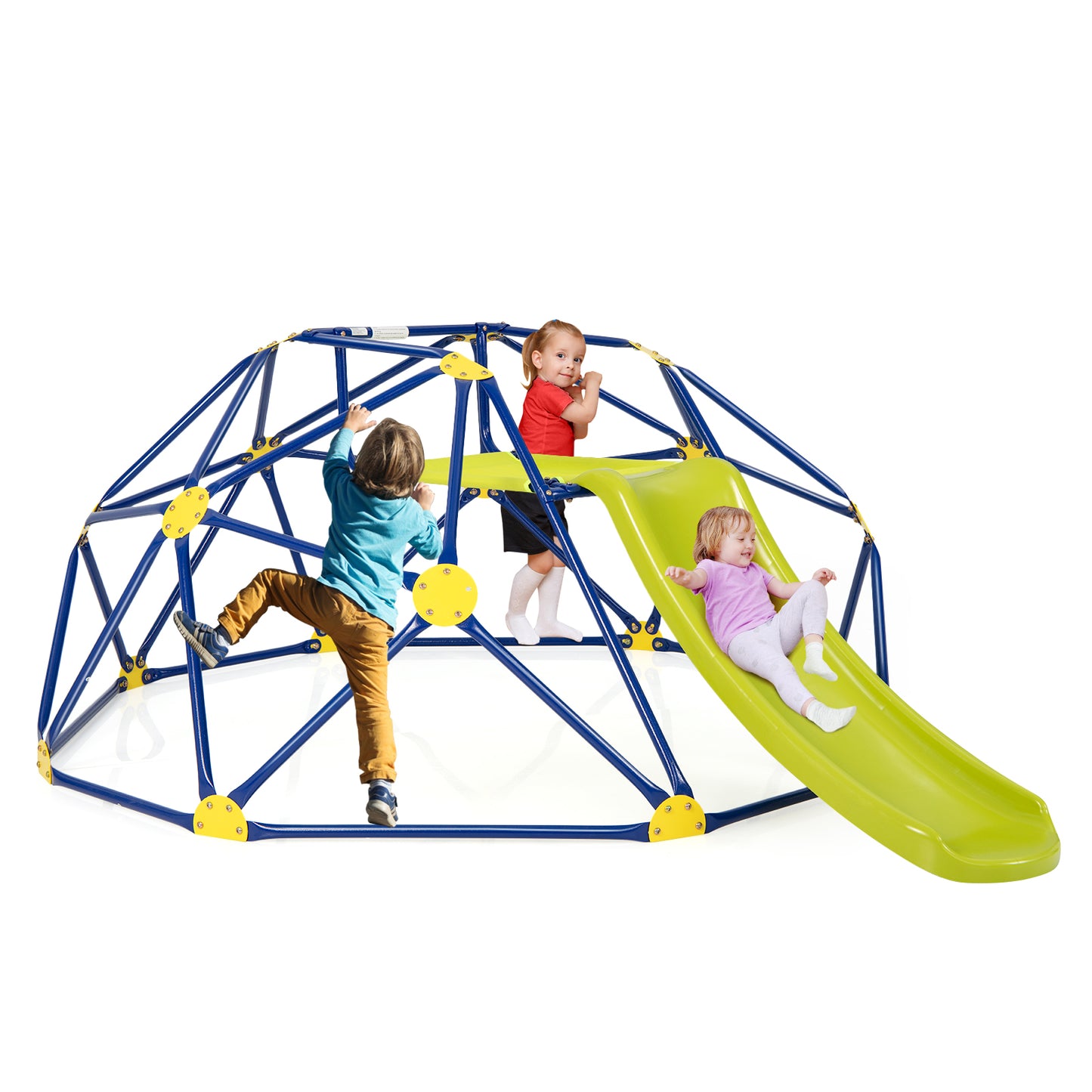 Kids Climbing Dome with Slide and Fabric Cushion for Garden Yard-Blue