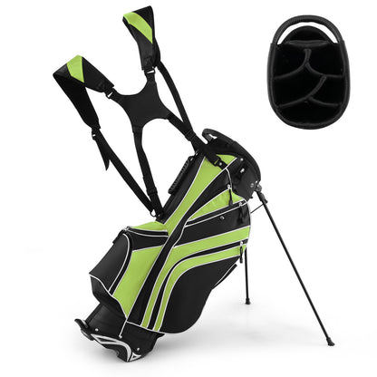Golf Stand Cart Bag with 6-Way Divider Carry Pockets-Black