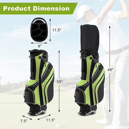 Golf Stand Cart Bag with 6-Way Divider Carry Pockets-Black