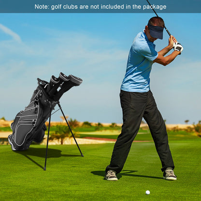 Golf Stand Cart Bag with 6-Way Divider Carry Pockets-Black