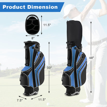 Golf Stand Cart Bag with 6-Way Divider Carry Pockets-Black