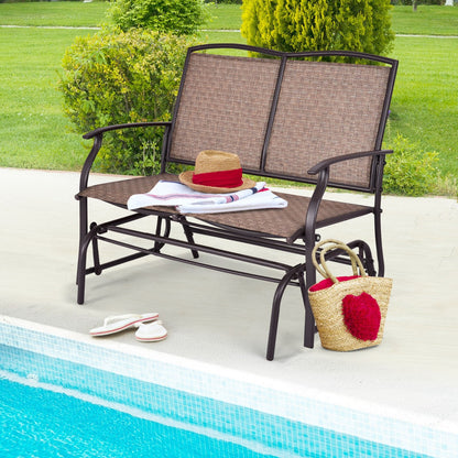 Iron Patio Rocking Chair for Outdoor Backyard and Lawn-Black