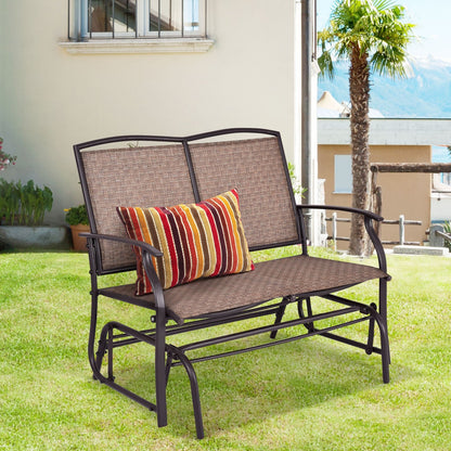 Iron Patio Rocking Chair for Outdoor Backyard and Lawn-Black