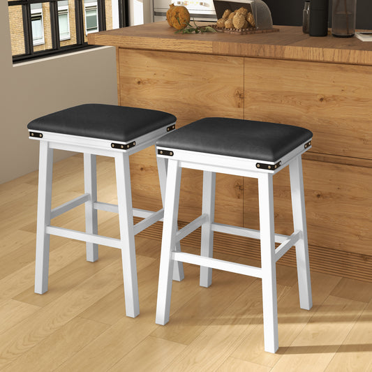 Set of 2 24/30 Inch Dining Bar Stool with Acacia Wood Frame-30 inches