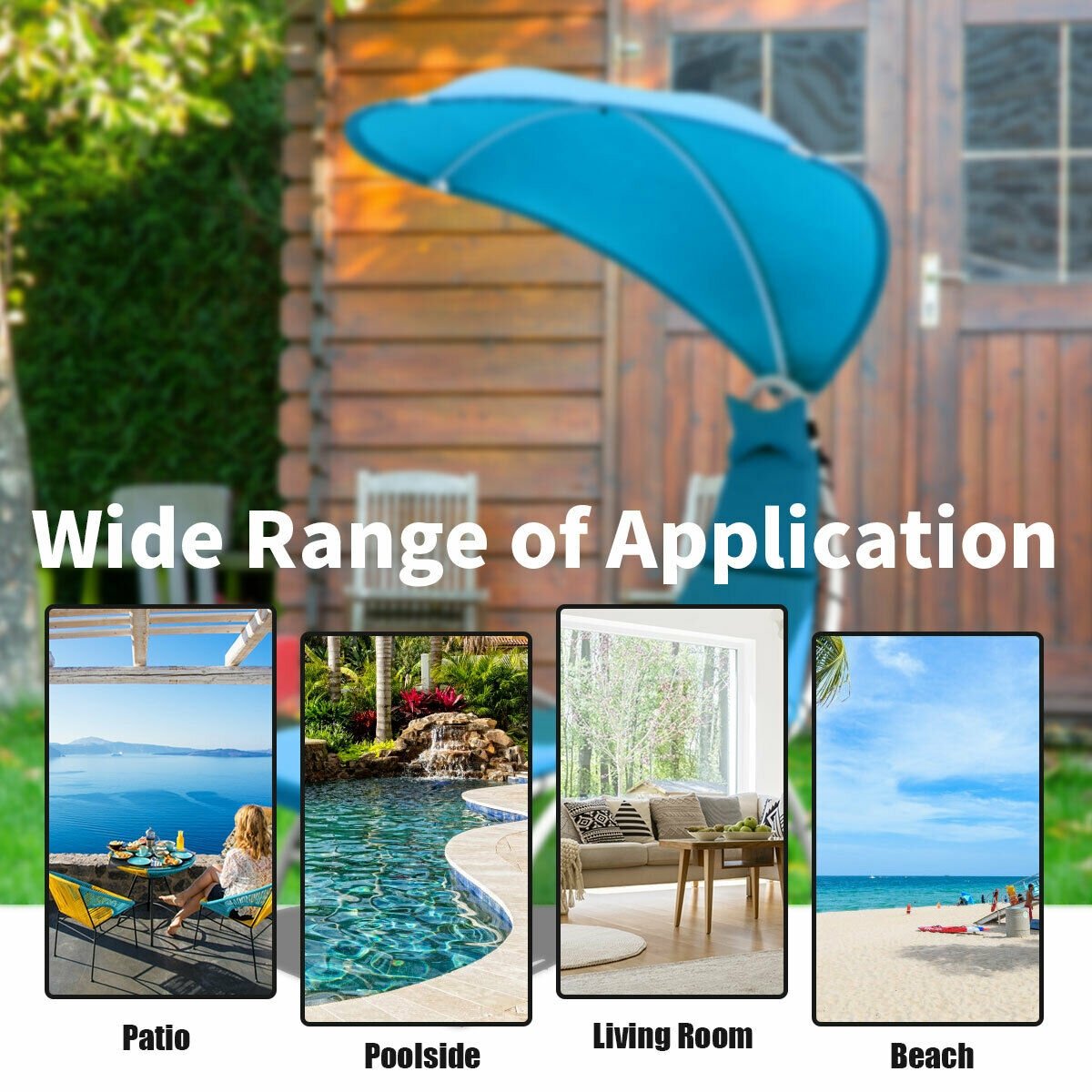 Patio Hanging Swing Hammock Chaise Lounger Chair with Canopy-Beige