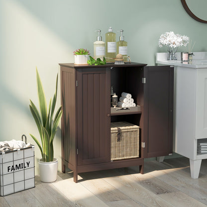 2-Door Freee-Standing Bathroom Cabinet with Shelf-Black