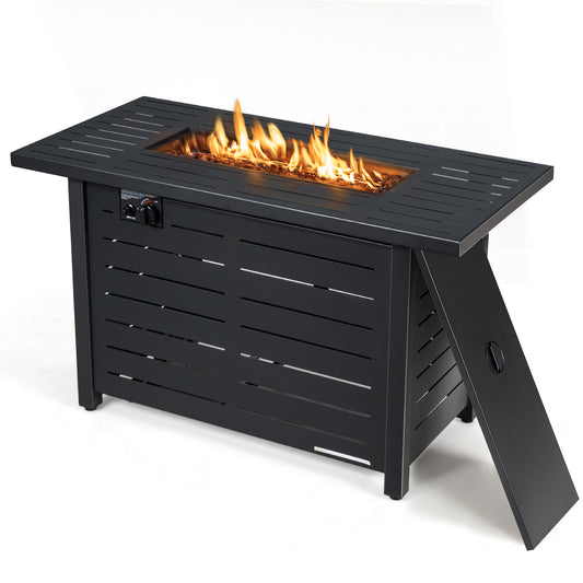 42 Inch 60 000 BTU Rectangular Propane Fire Pit Table with Waterproof Cover