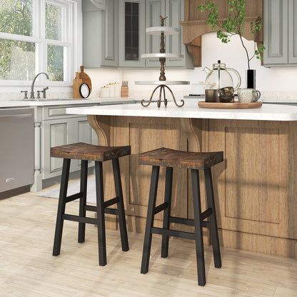 24 Inch Solid Wood Saddle-Seat with Curved Seat Surface and Comfortable Footrests-24 inches