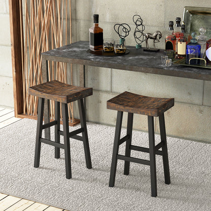 24 Inch Solid Wood Saddle-Seat with Curved Seat Surface and Comfortable Footrests-24 inches