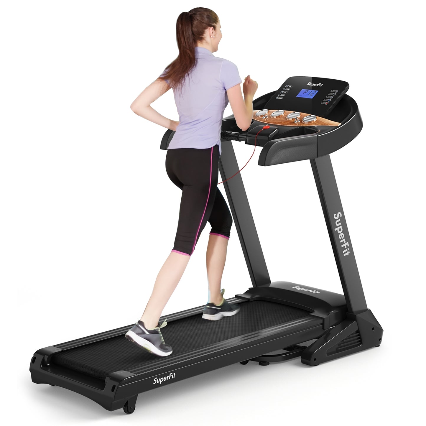 3.75HP Electric Folding Treadmill with Auto Incline 12 Program APP Control