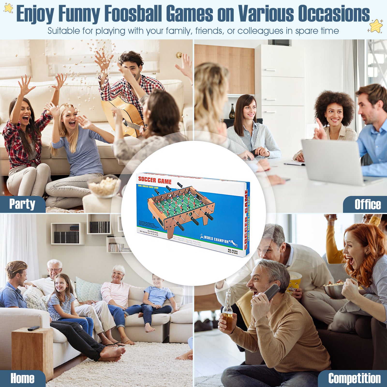 27 Inch Indoor Competition Game Foosball Table with Legs - Direct by Wilsons Home Store