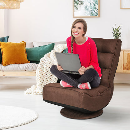 5-Position Folding Floor Gaming Chair-Black