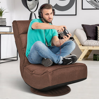 5-Position Folding Floor Gaming Chair-Black