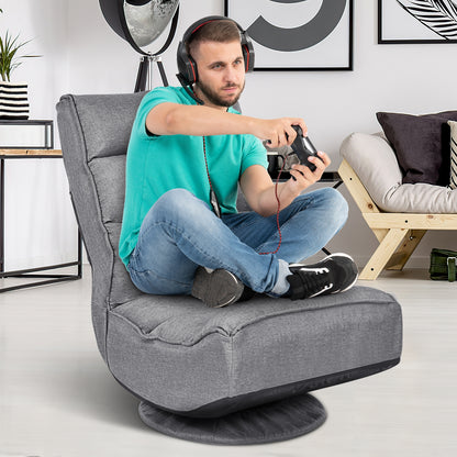 5-Position Folding Floor Gaming Chair-Black