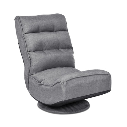 5-Position Folding Floor Gaming Chair-Black