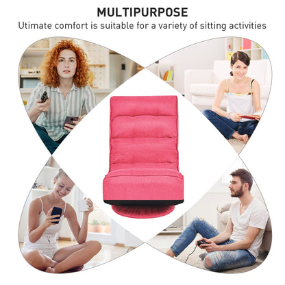 5-Position Folding Floor Gaming Chair-Black