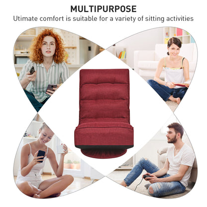 5-Position Folding Floor Gaming Chair-Black