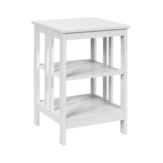 Set of 2 Multifunctional 3-Tier Nightstand Sofa Side Table with Reinforced Bars and Stable Structure-White