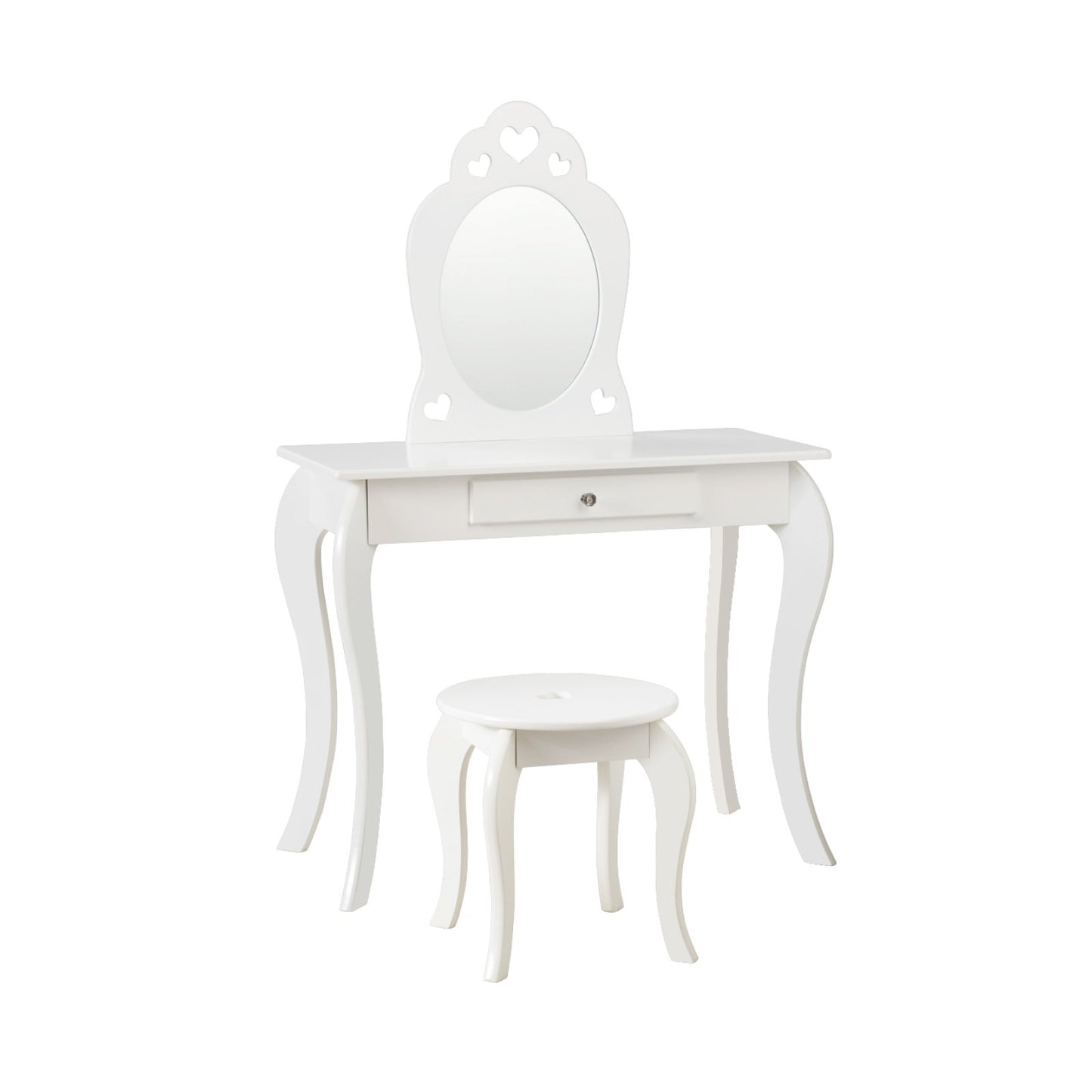 Kids Princess Makeup Dressing Play Table Set with Mirror -White